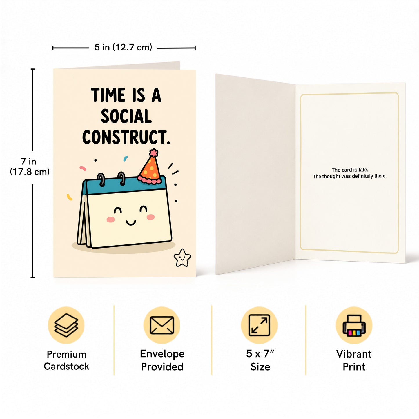 Time is a Social Construct Belated Birthday Card