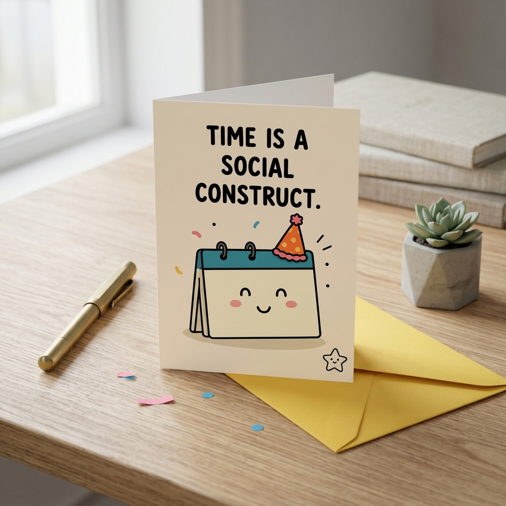 Time is a Social Construct Belated Birthday Card