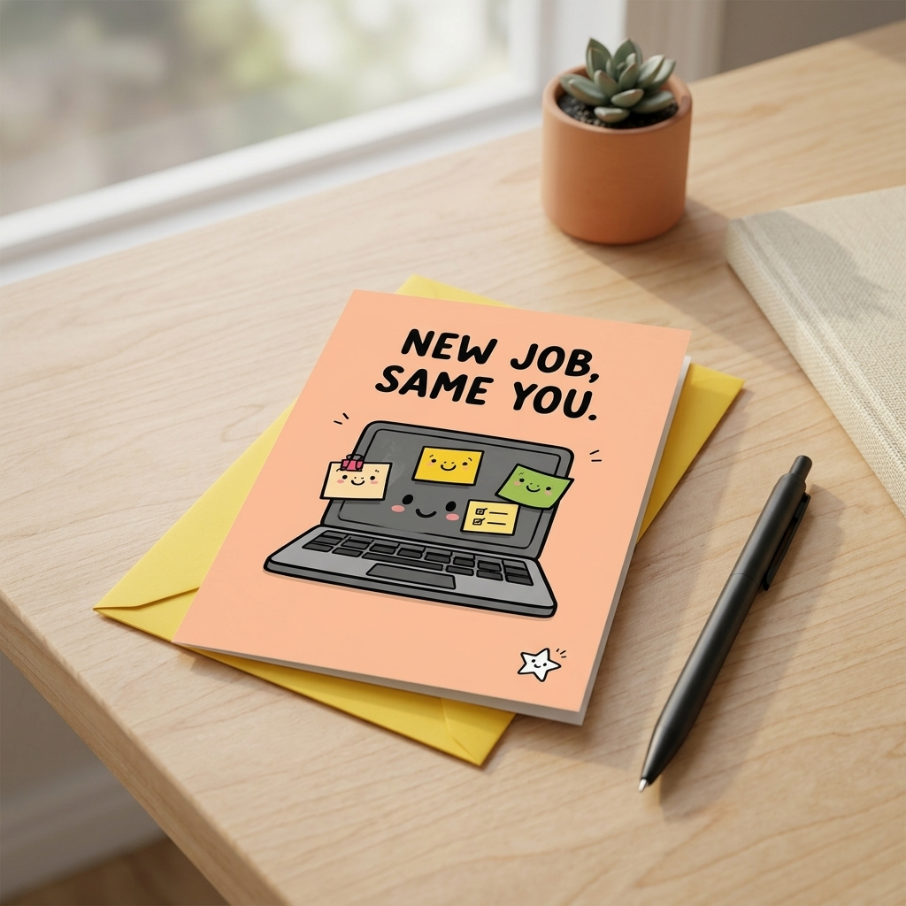 New Job Same You Good Luck Card