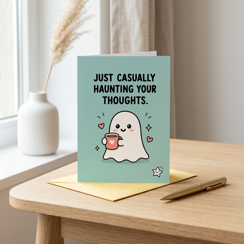 Just Casually Haunting Your Thoughts Thinking Of You Open Card
