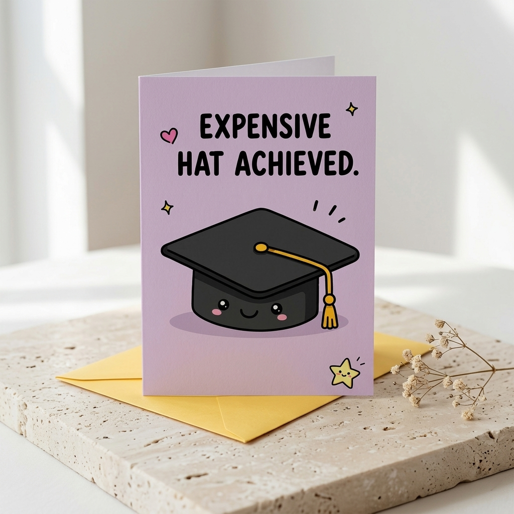 Expensive Hat Achieved Graduation Congratulations Card