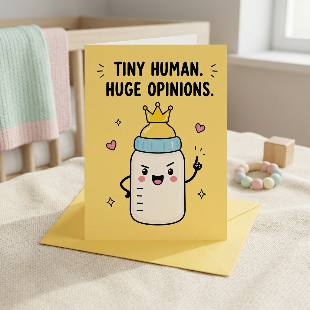 Tiny Human Hugh Opinions New Baby Congratulations Card