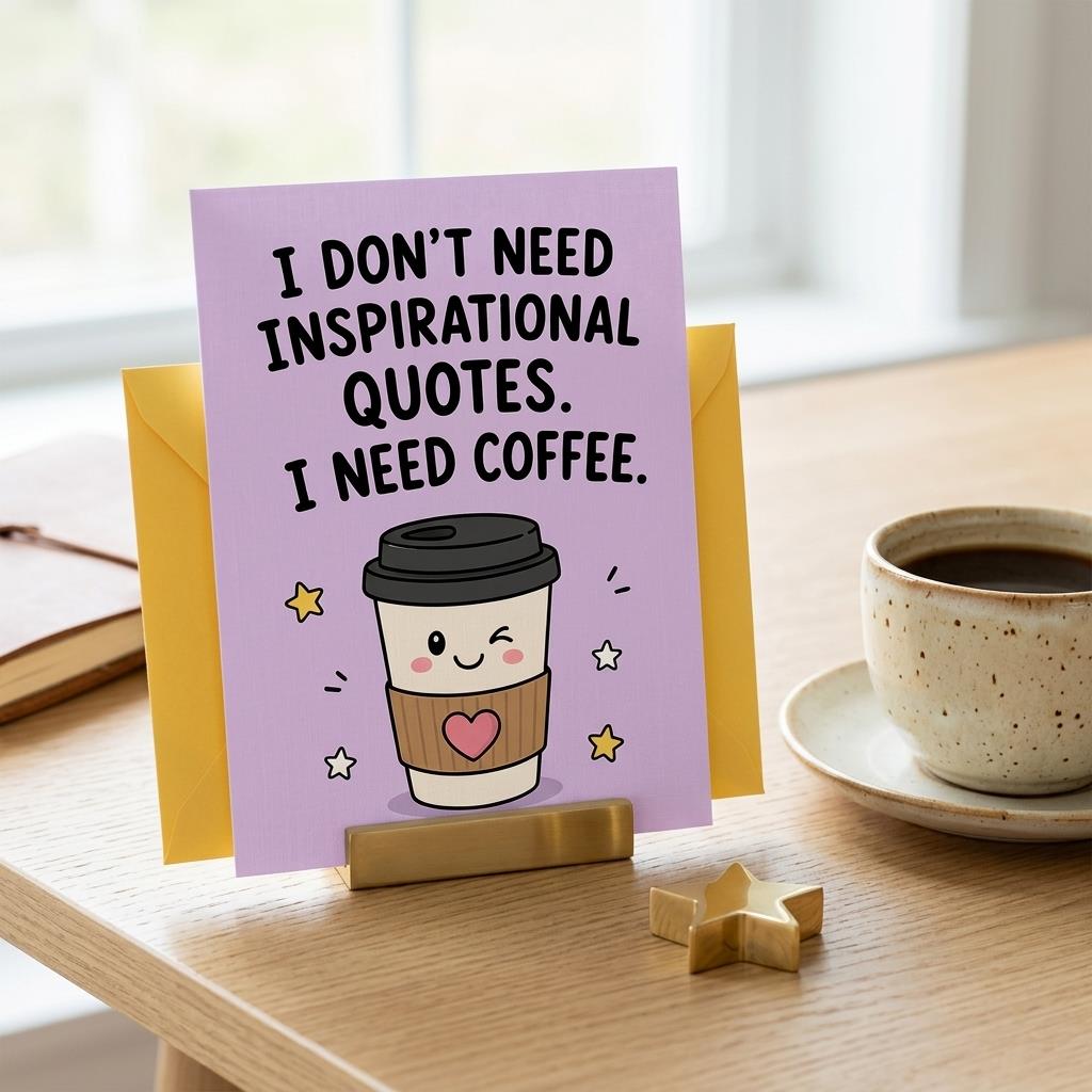 I Don't Need Inspirational Quotes I Need Coffee Open Greeting Card