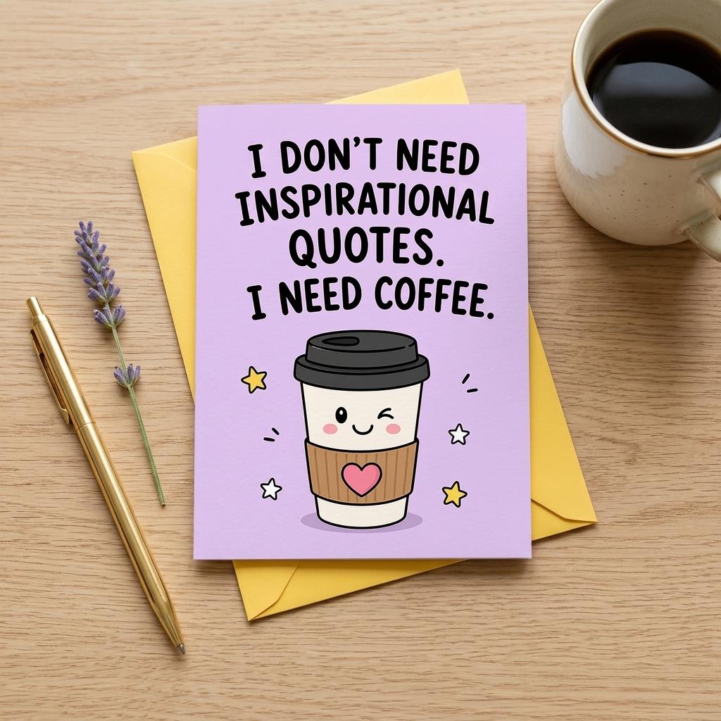 I Don't Need Inspirational Quotes I Need Coffee Open Greeting Card