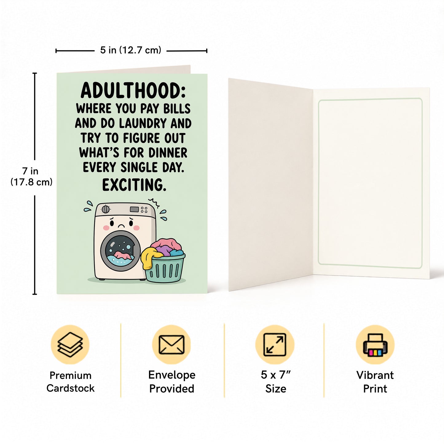 Adulthood Bills Laundry Dinner Birthday Card