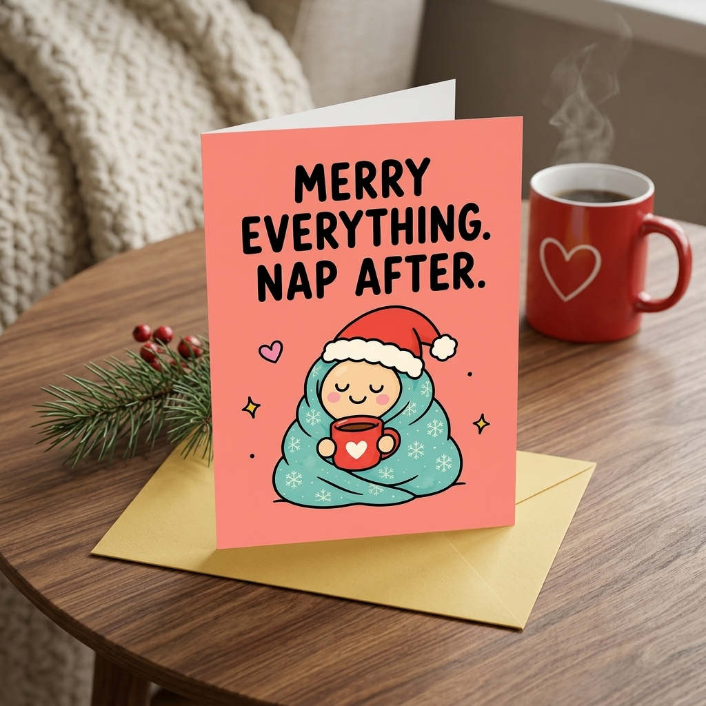 Merry Everything Nap Later Christmas Card