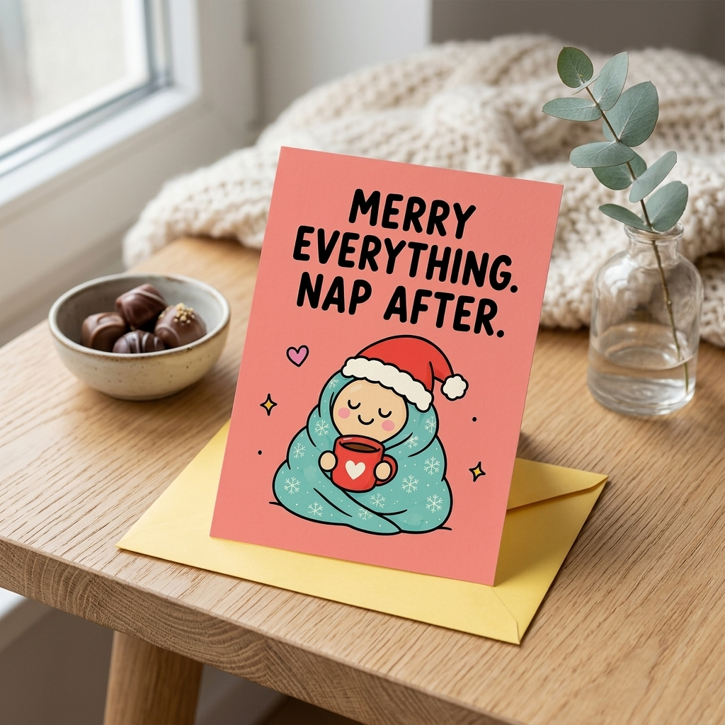 Merry Everything Nap Later Christmas Card