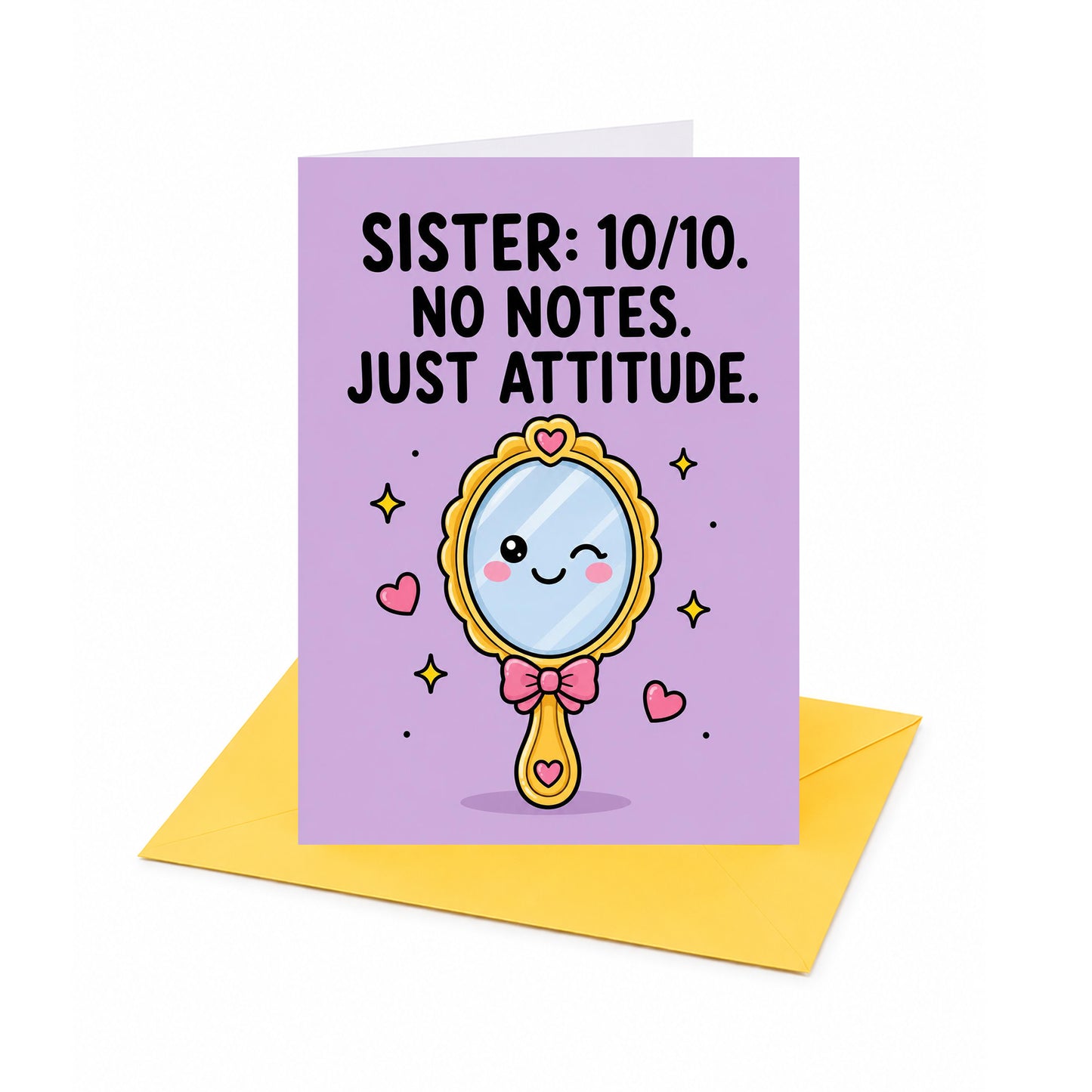 10/10 No Notes Just Attitude Sister Birthday Card