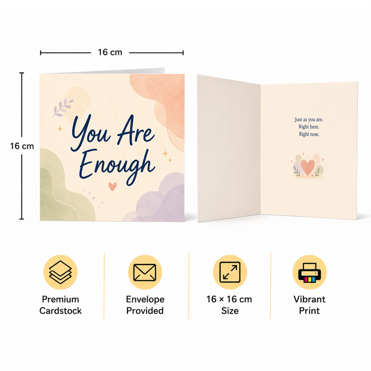 You Are Enough Encouragement Card Self Love, Acceptance, Reassurance Card
