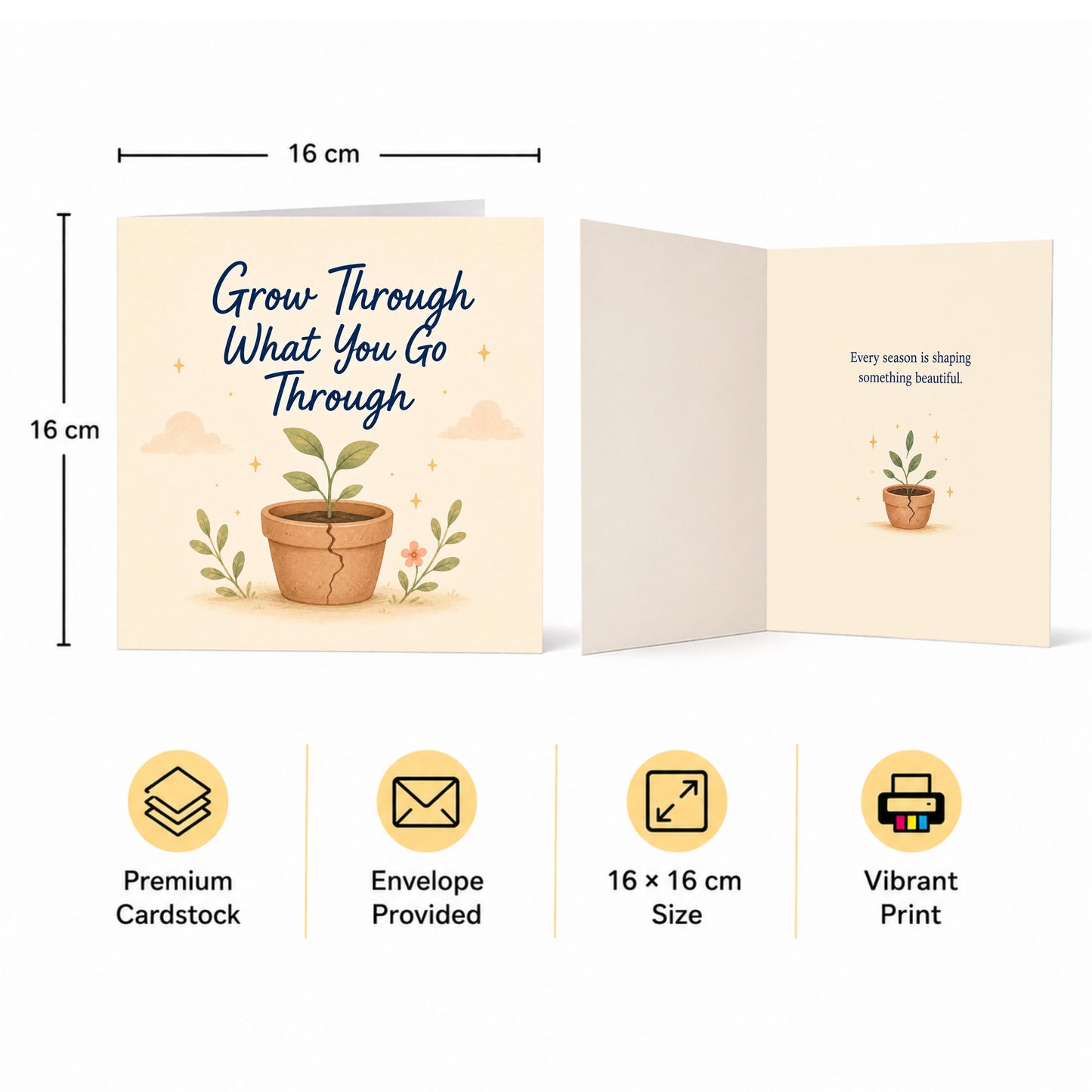 Grow Through What you Go Through Encouragement Card Personal Growth, Healing, Resilience, Hard Times