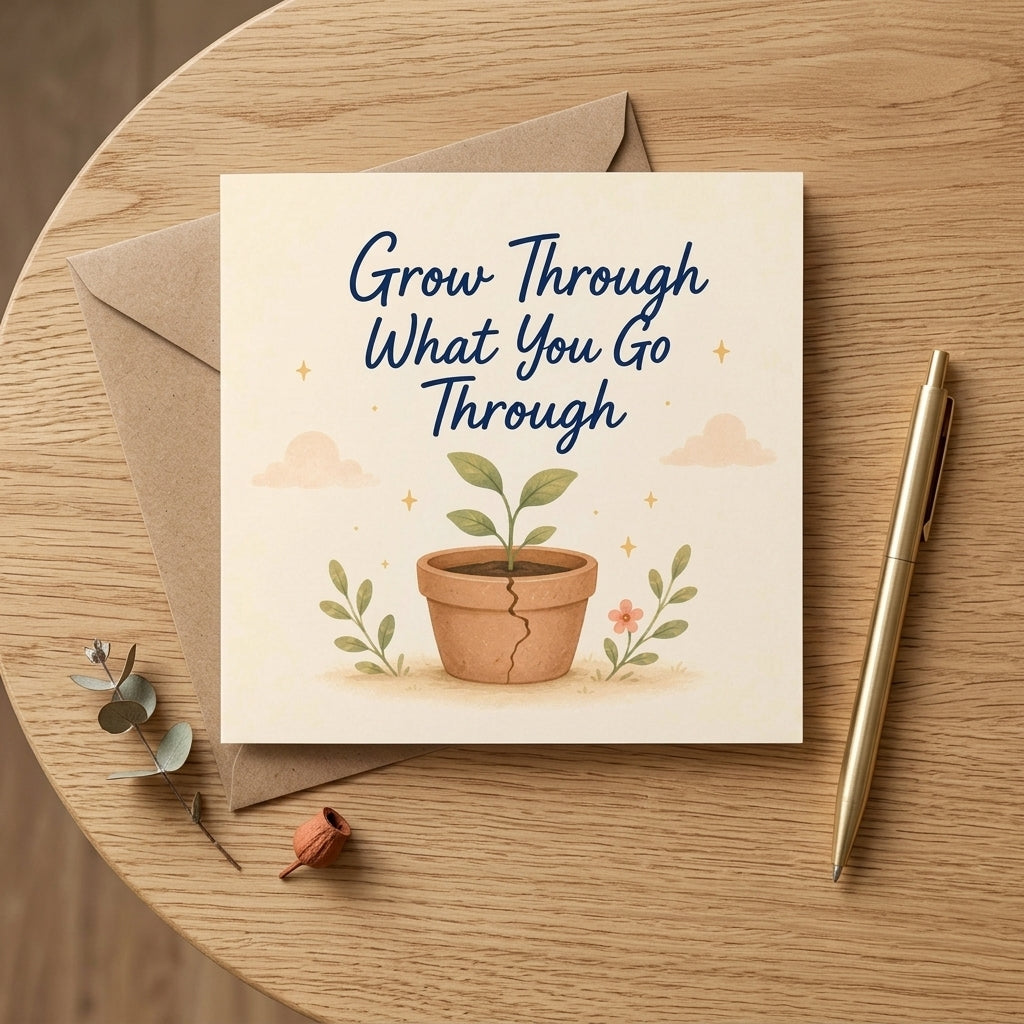 Grow Through What you Go Through Encouragement Card Personal Growth, Healing, Resilience, Hard Times