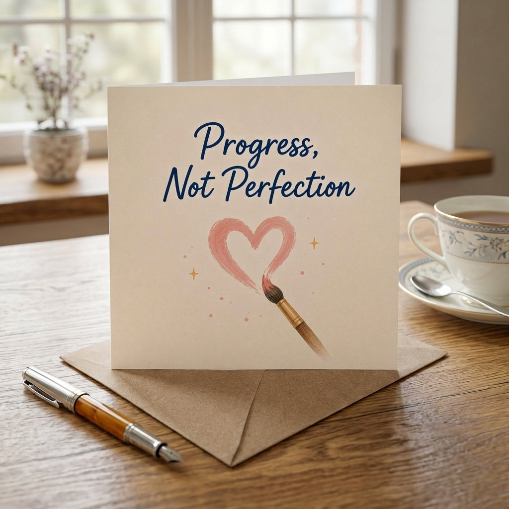 Progress Not Perfection Encouragement Card Self Compassion