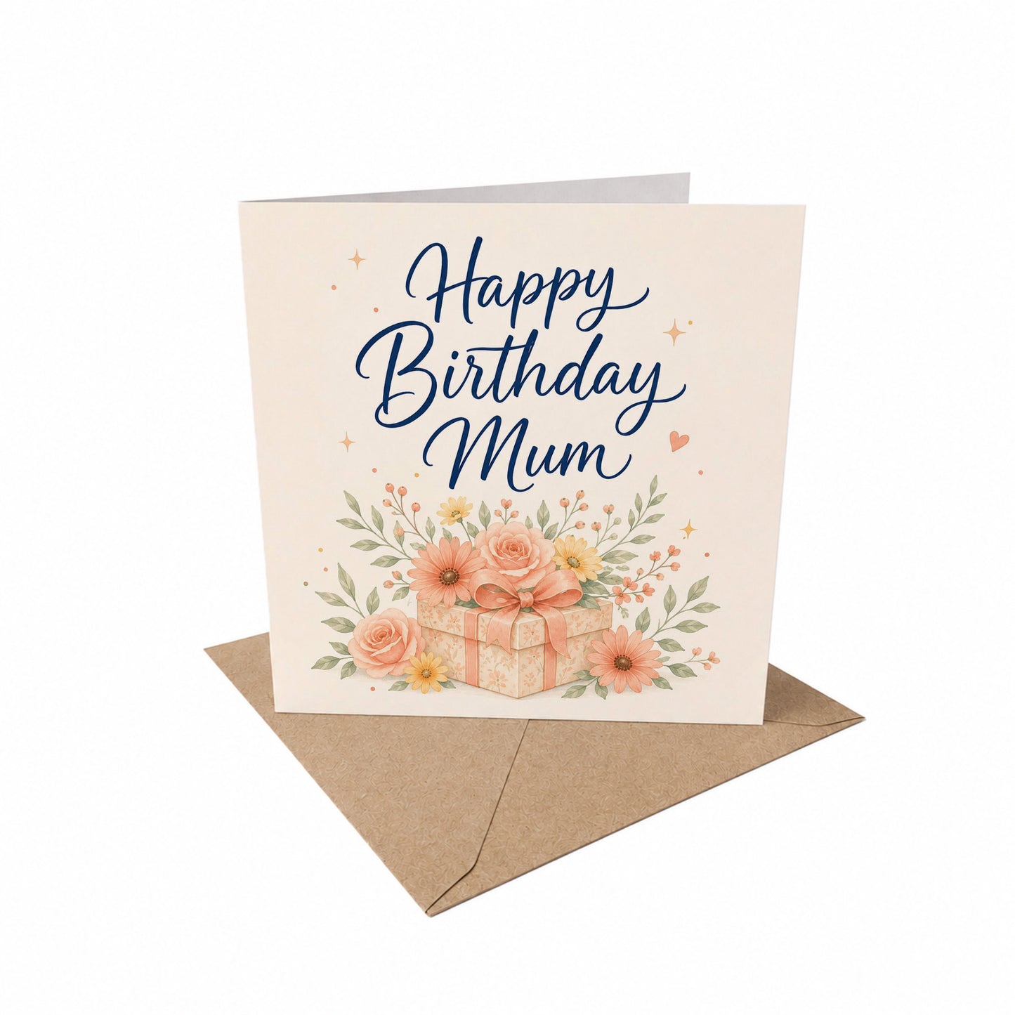 Flowers on Gift Design Mum Birthday Card