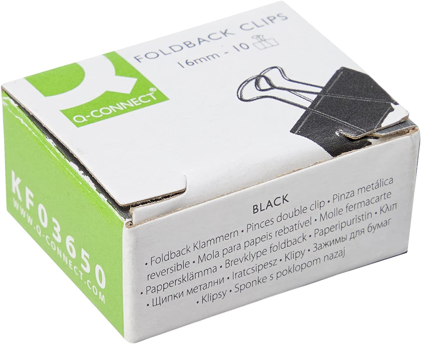 Pack of 10 Q-Connect 16mm Black Foldback Clips