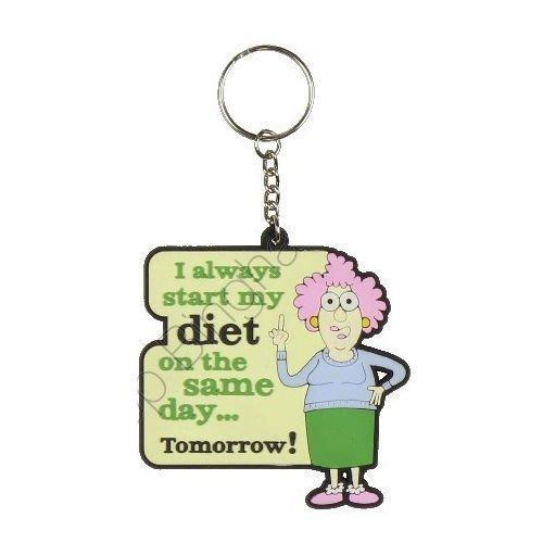 Aunty Acid 3D Rubber Keyring I Always Start My Diet {DNL EBAY}