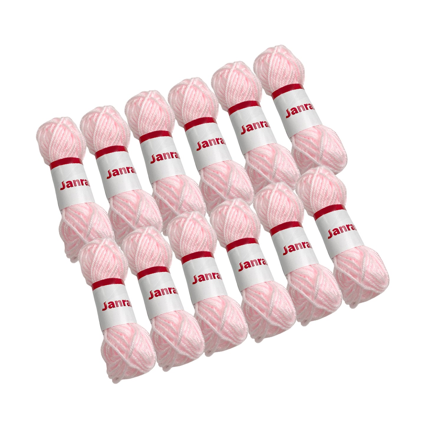 Pack of 5 Pastel Pink Acrylic Yarn Rolls – 10g each, 4 Strand 8 Ply Knitting Wool