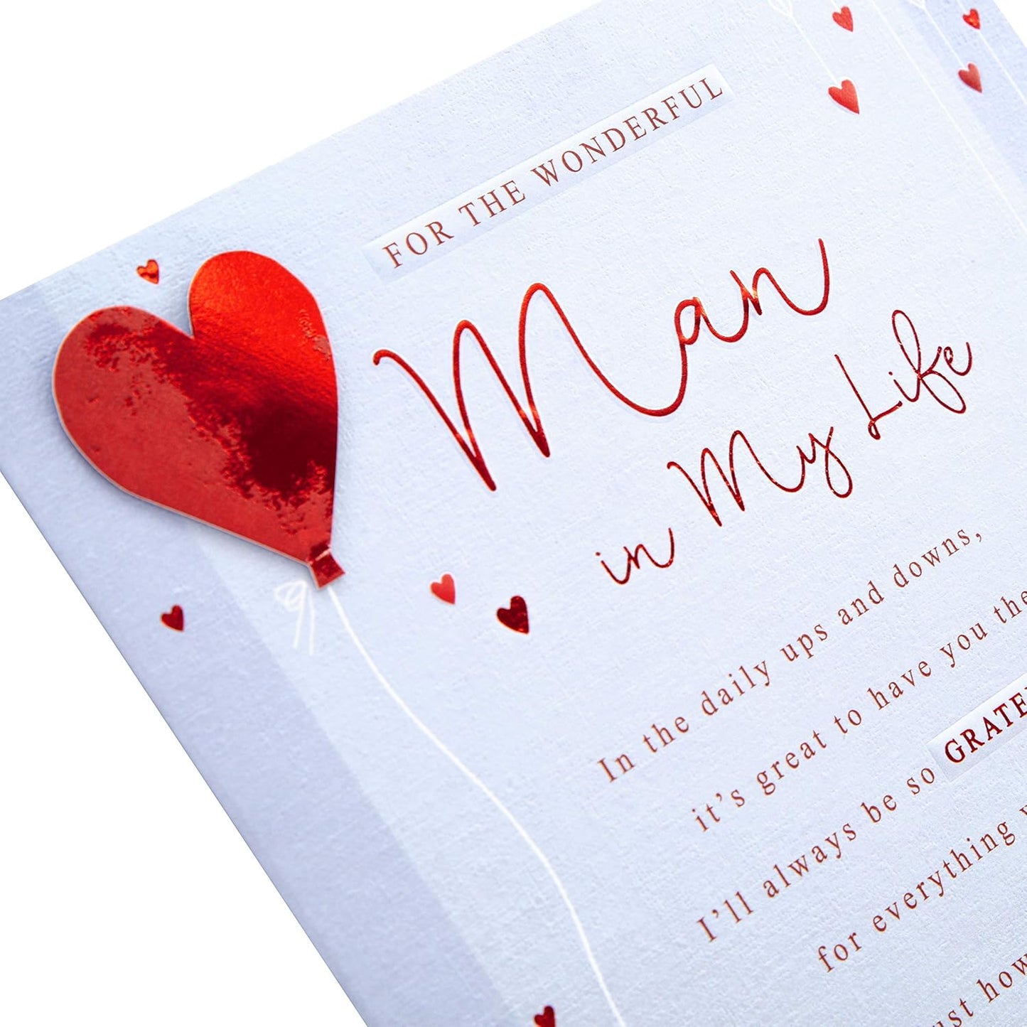 Classic Text Based Design with Heartfelt Verse for The Man in My Life Valentine's Day Card