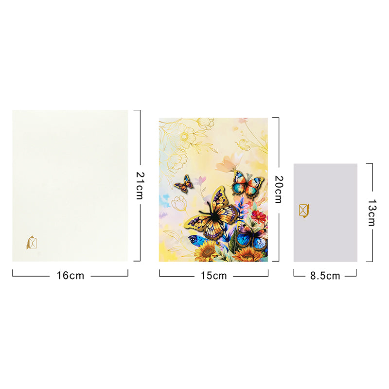 Wings of Sunshine Floral Butterfly 3D Pop Up Greeting Card - Birthday Mother Anniversary Valentine's Day