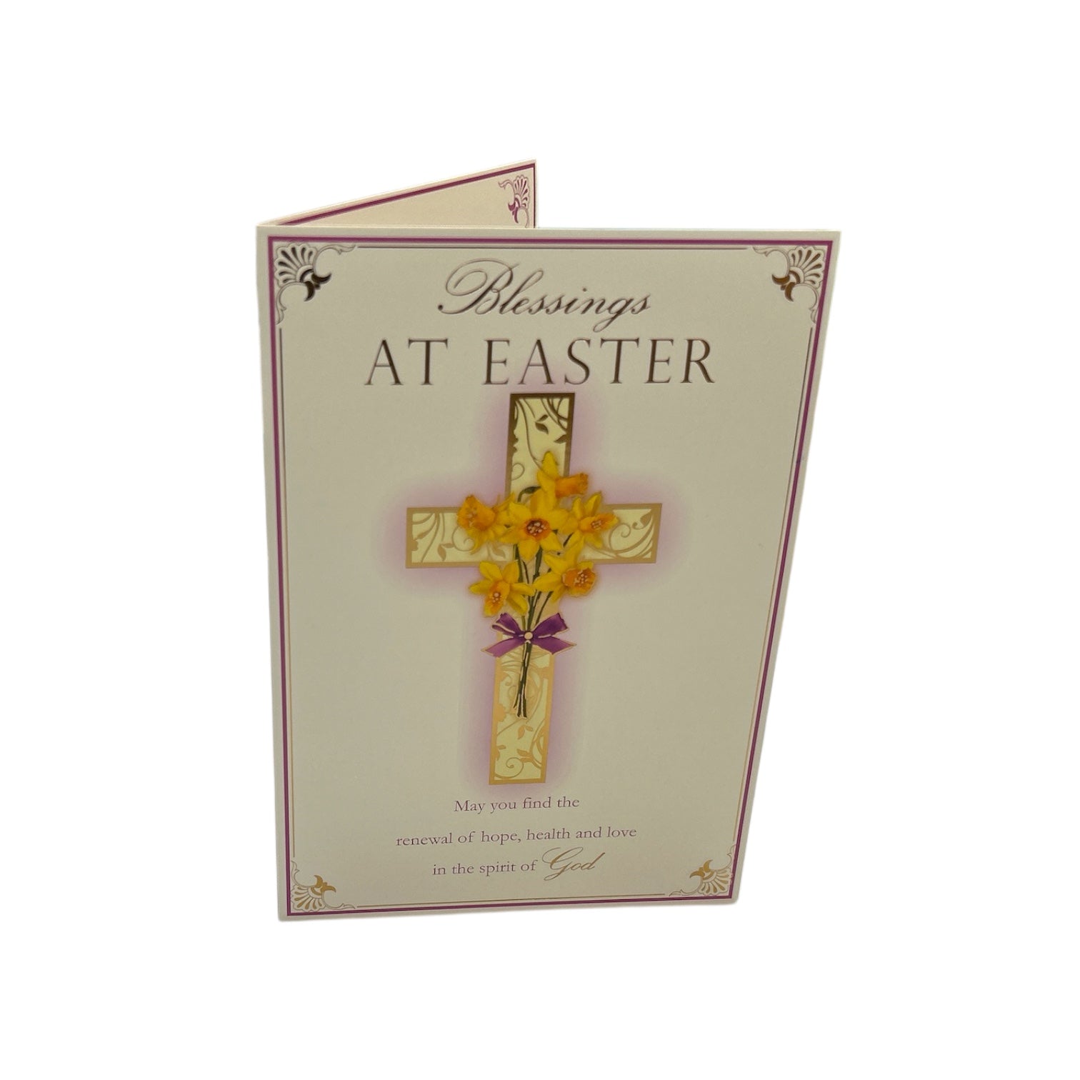 Blessings At Easter Yellow Floral Cross Design Easter Card– Shop Inc