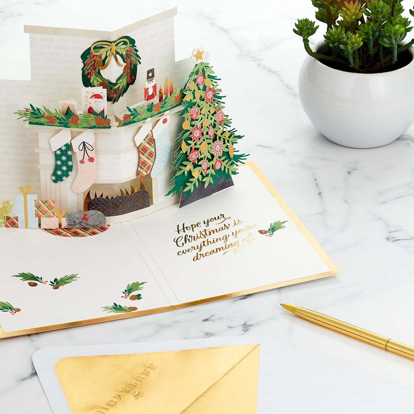 Fireplace & Tree 3D & Pop Up Christmas Card
