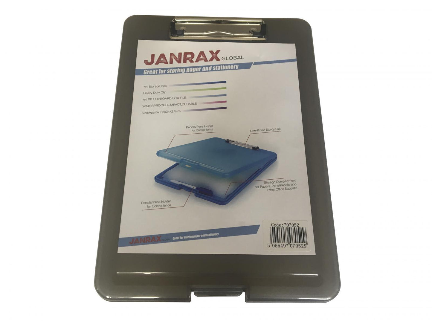 Pack of 2 A4 Black Clipboard Box Files - Storage Filing Case