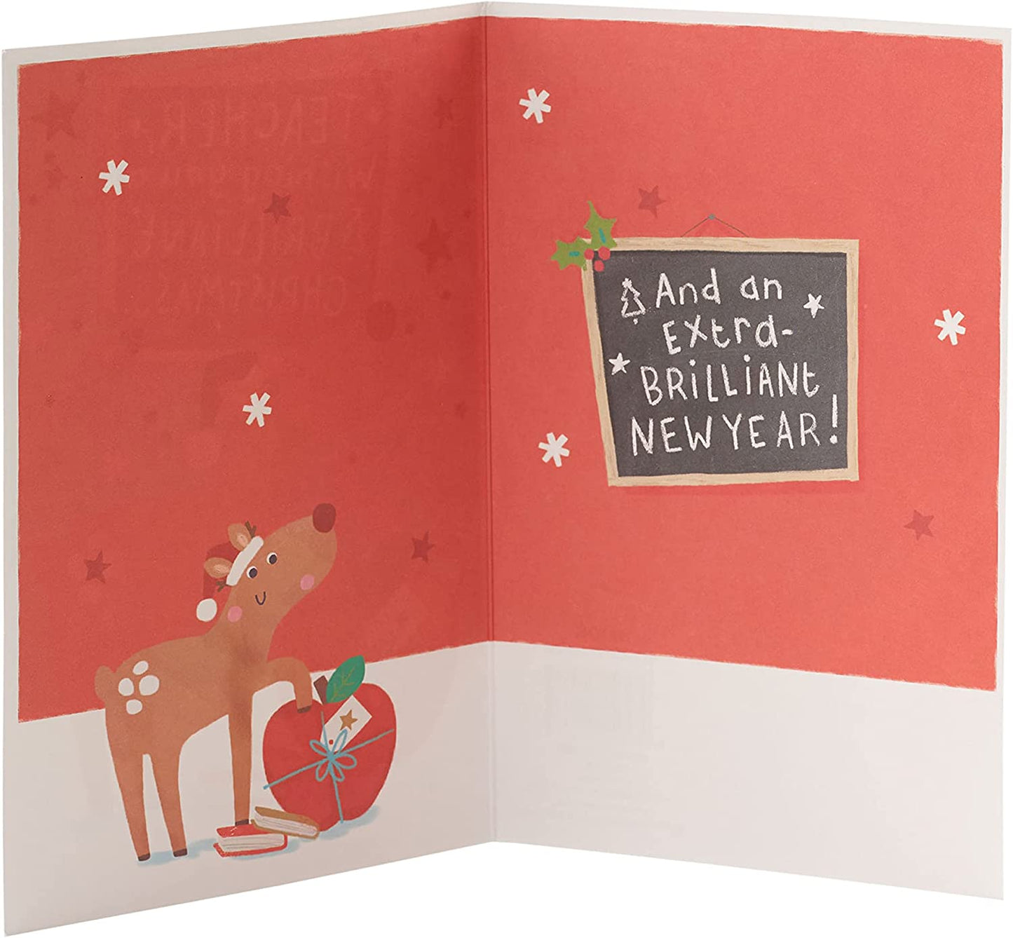 To Teacher Reindeer Design Christmas New Year Card