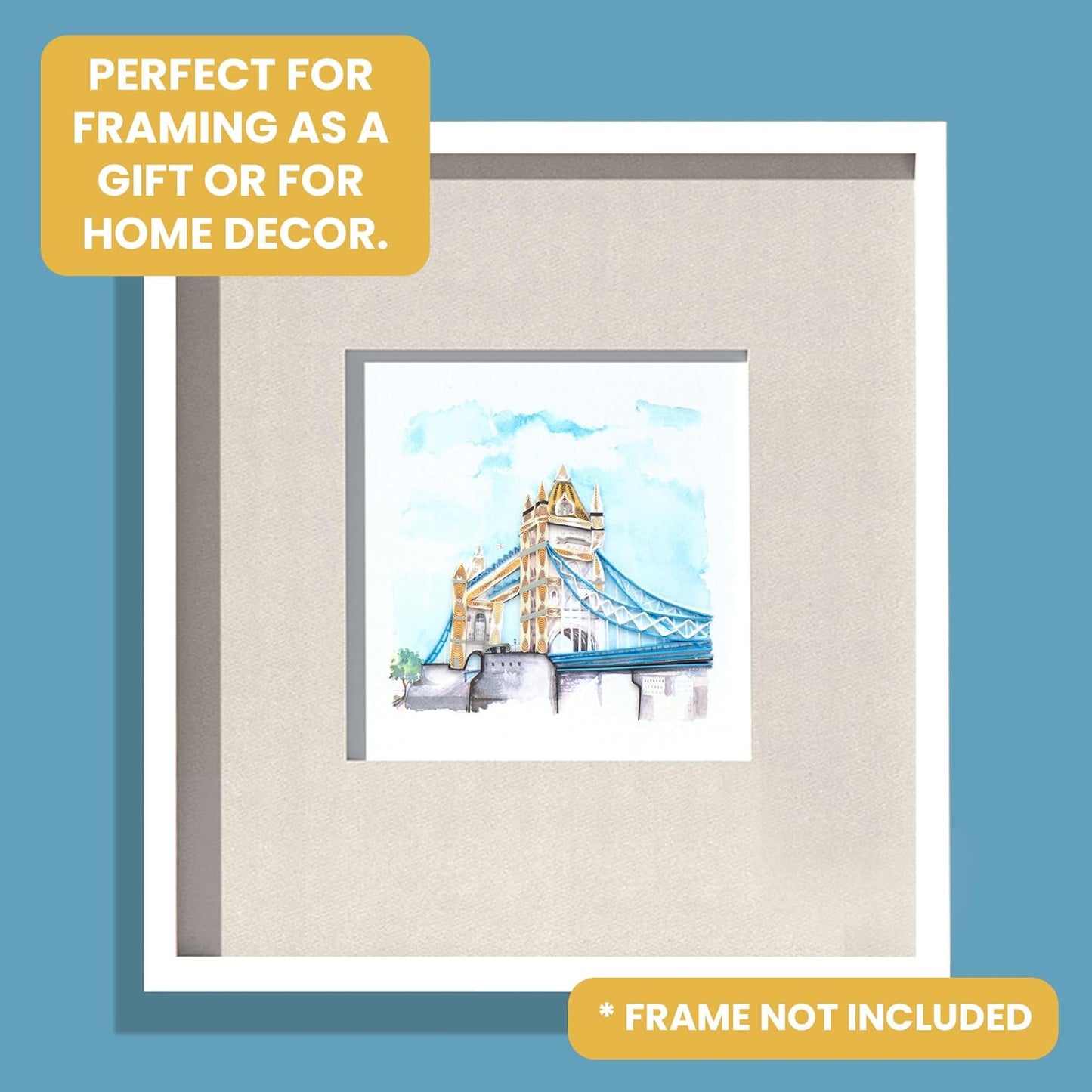 Quilling London Tower Bridge Lavish London Hand-Finished Art Greeting Card Frameable Art