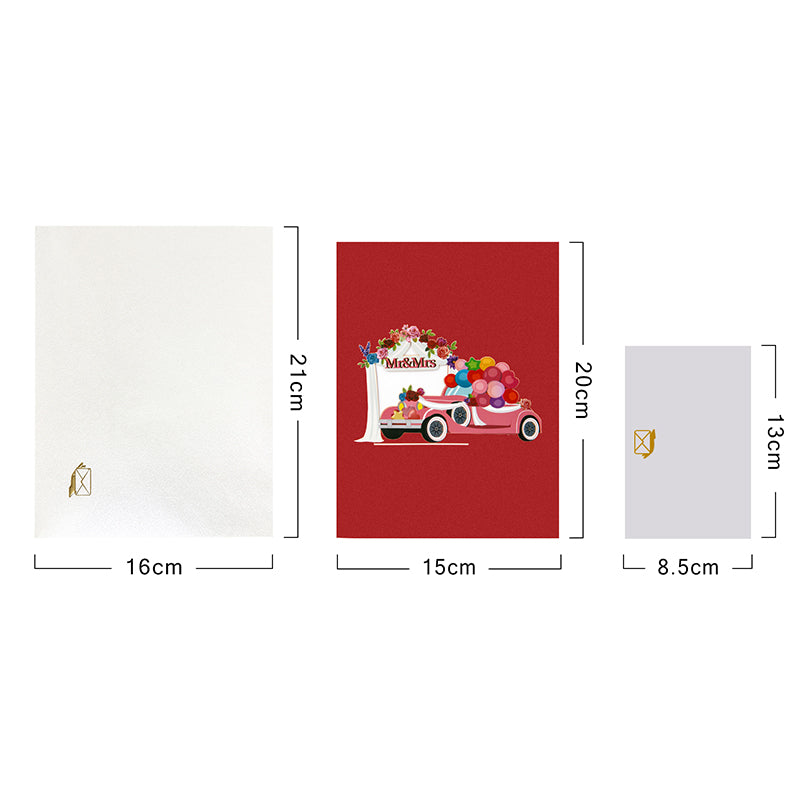 MR & MRS Rose Wedding Wishes Pop Up Greeting Card Hidden Gift Card Slot