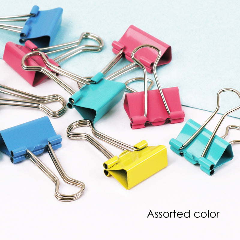 Tub of 32 Assorted Colour Metal Binder Clips 19mm