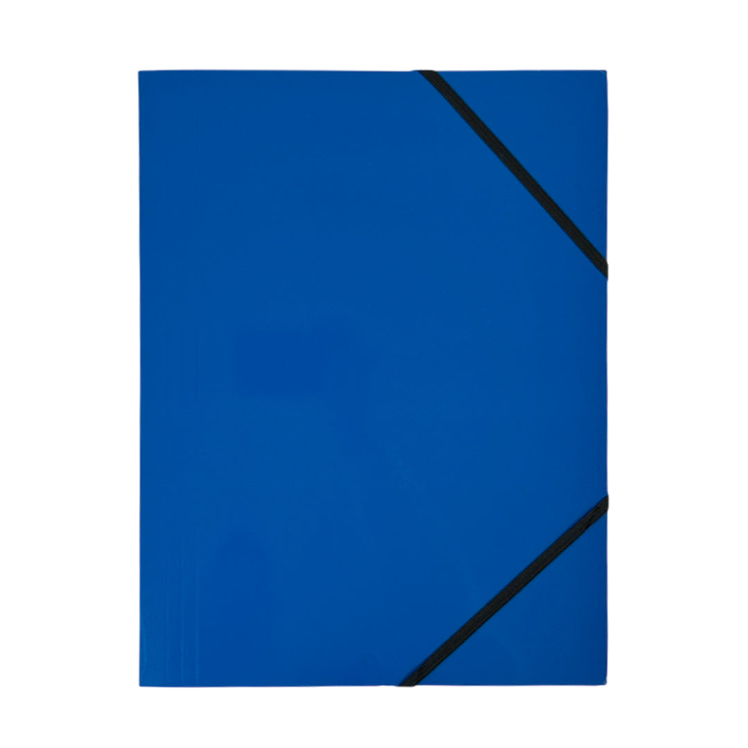Janrax A4 Blue Laminated Card 3 Flap Folder with Elastic Closure