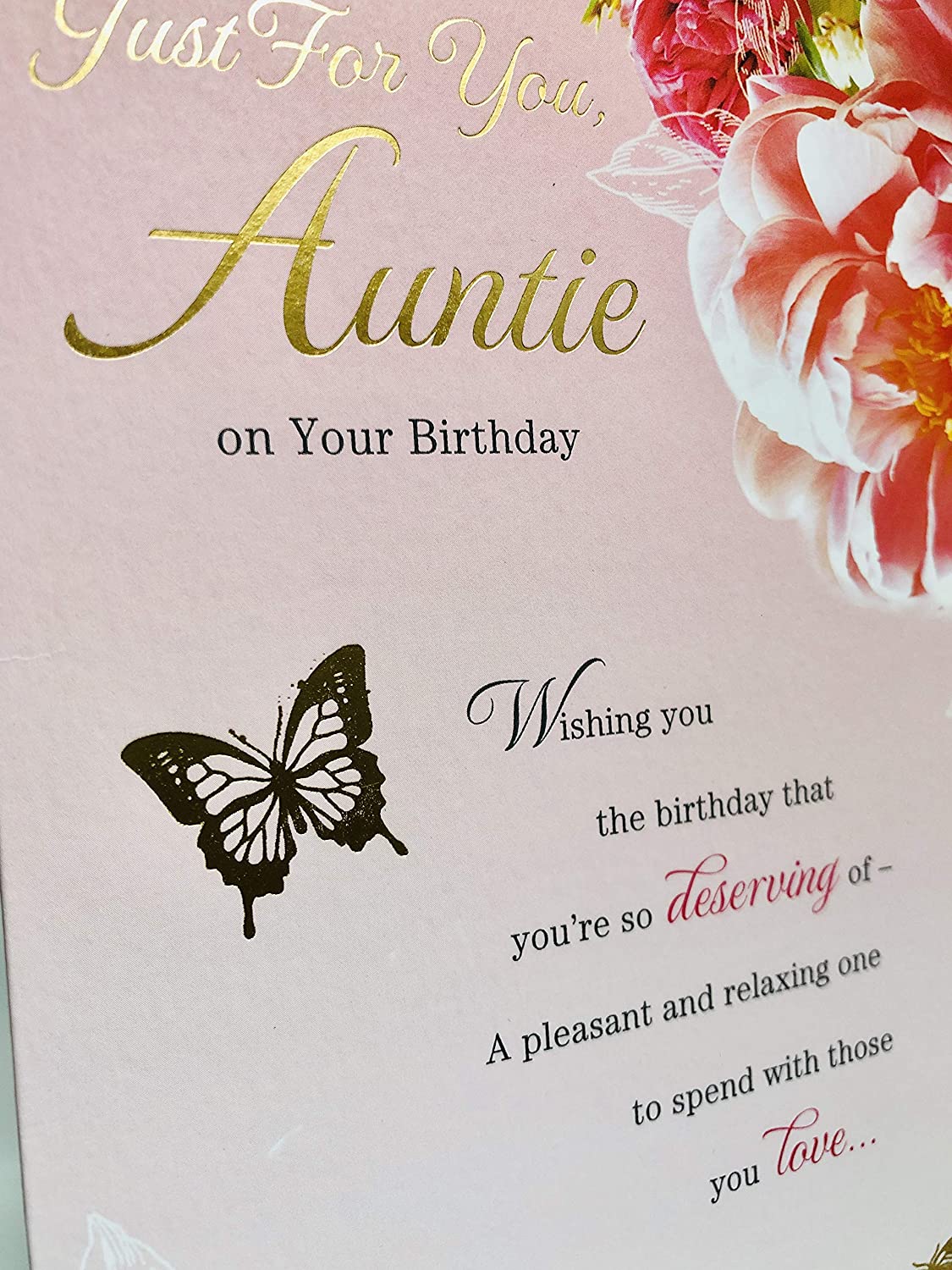 Just For You Auntie Floral Design Birthday Card