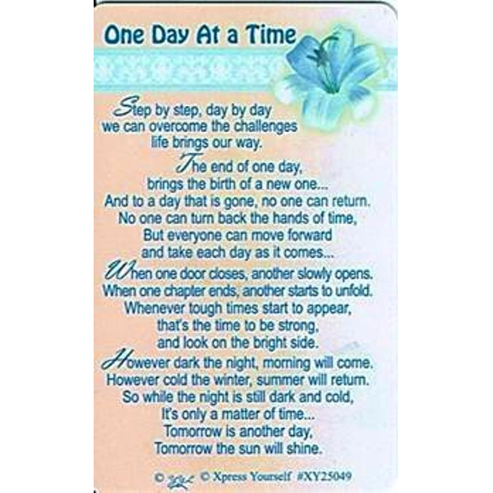 Inspirational Keepsake Card One Day At A Time Xpress Yourself Keepsake Wallet Purse Card