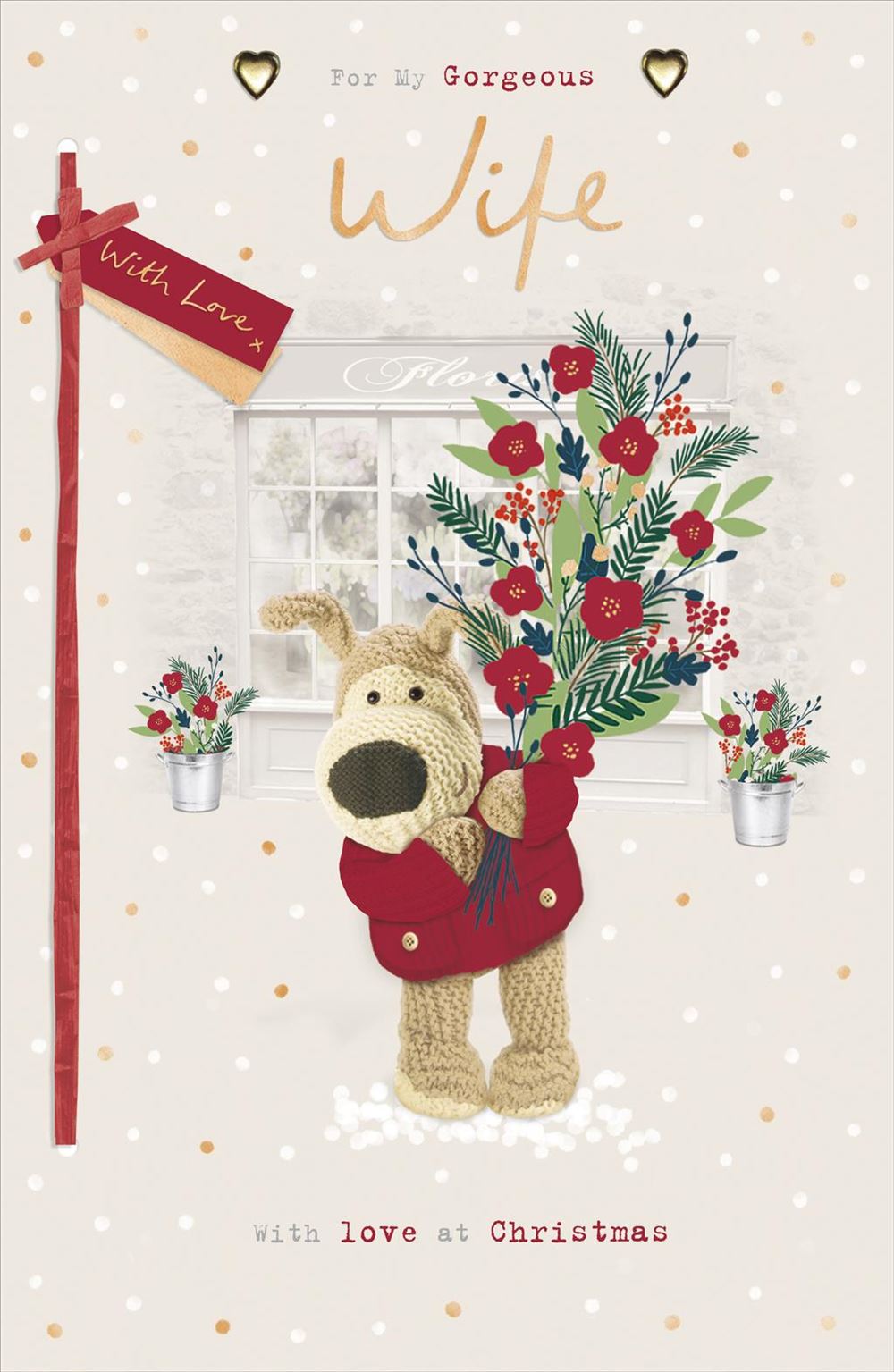 Boofle Holding A Big Bouquet Wife Christmas Card