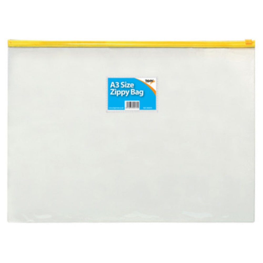 Pack of 12 Tiger Clear A3 Zippy Bags