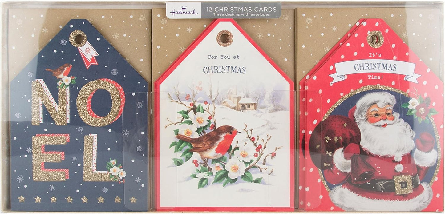 "Noel" Pack of 12 Christmas Cards with Envelopes