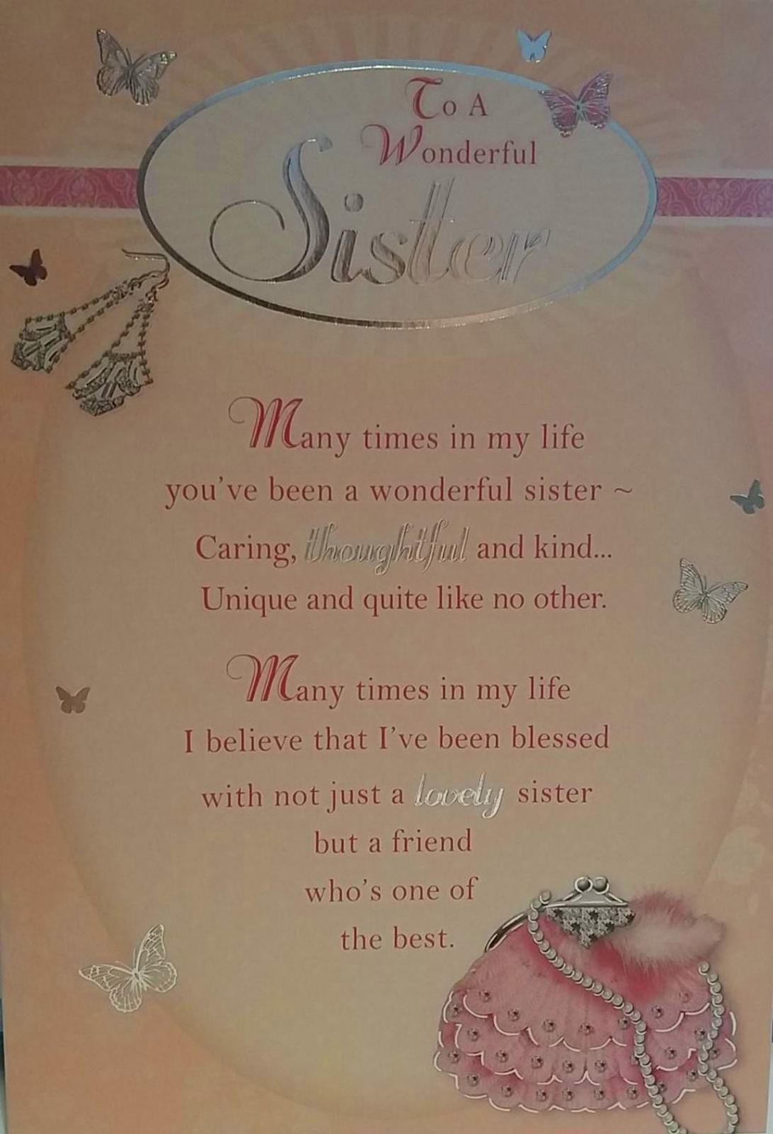 To A Wonderful Sister Nice Verse Foil Finished Birthday Card