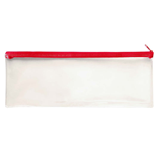 Janrax 13x5" Red Zip Clear Exam Pencil Case