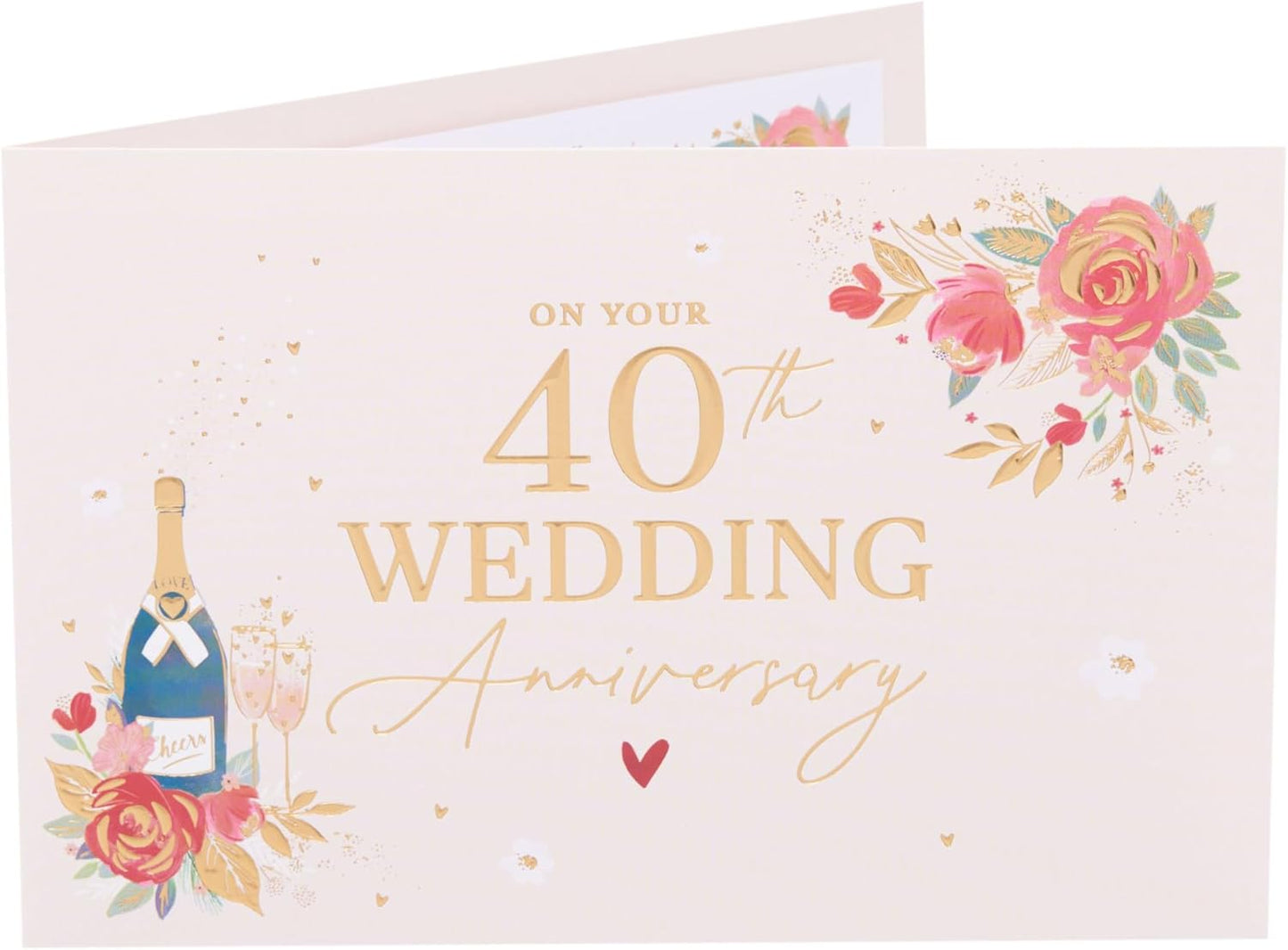 Gold Text Design 40th Wedding Anniversary Congratulations Card