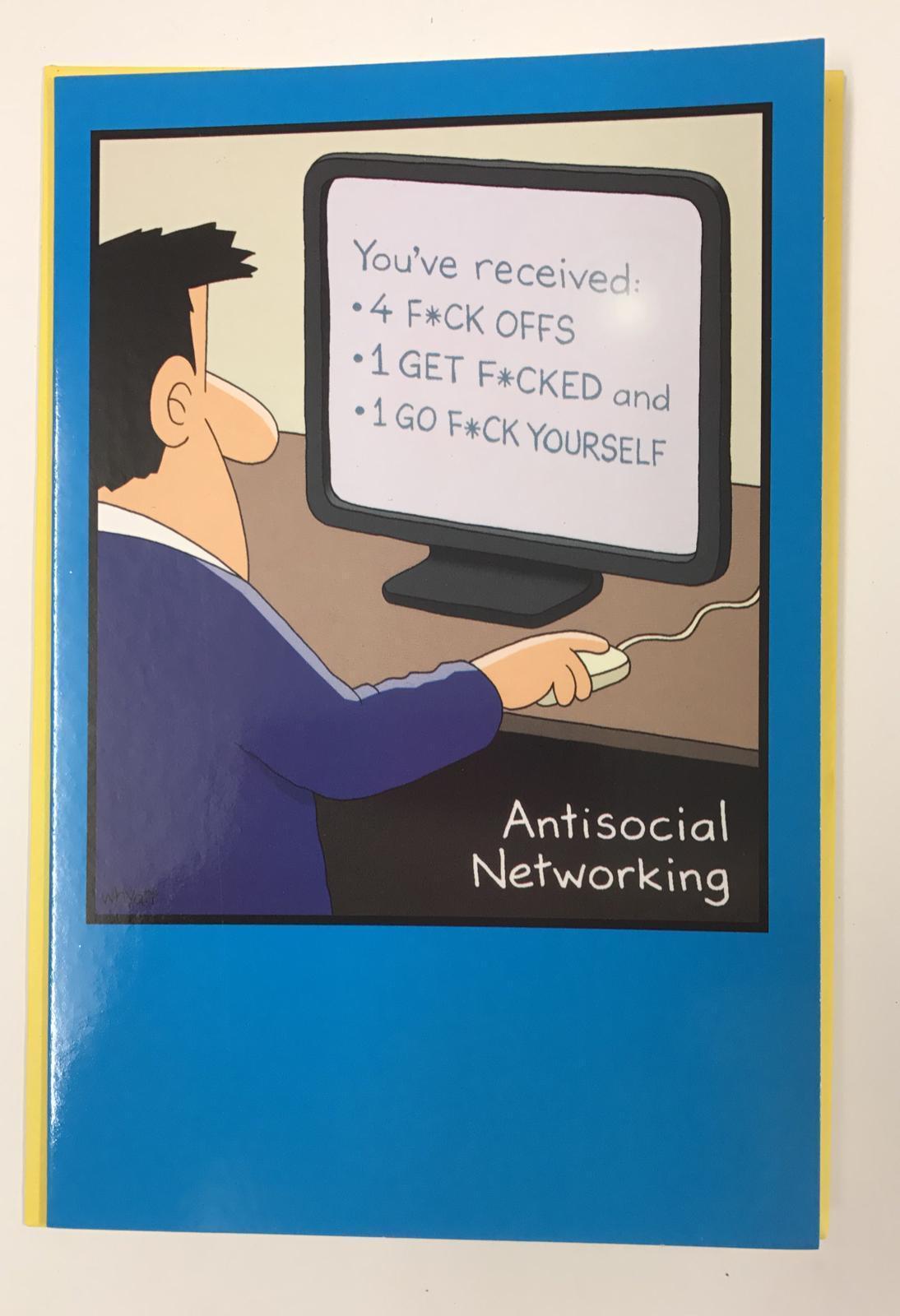 Funny Birthday Card Antisocial Networking