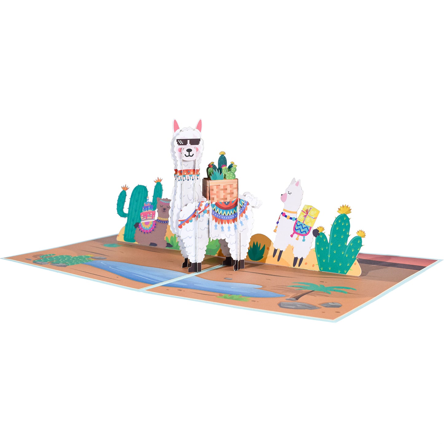 Llama Caravan Desert Delight Pop Up Greeting Card