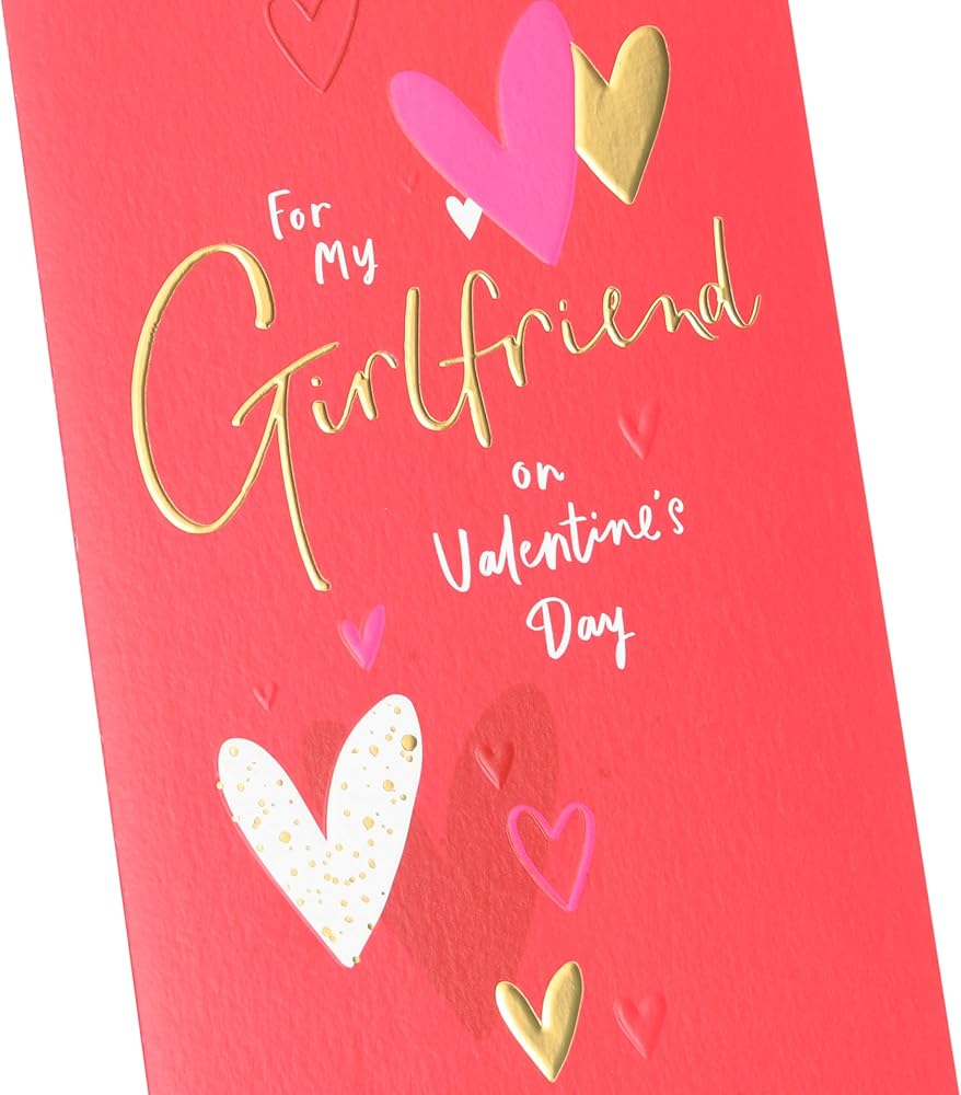 Lettering with Hearts Design Girlfriend Valentine's Day Card