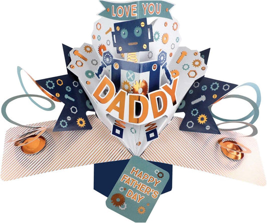 Love You Daddy Robot Father's Day 3D Pop-Up Greeting Card