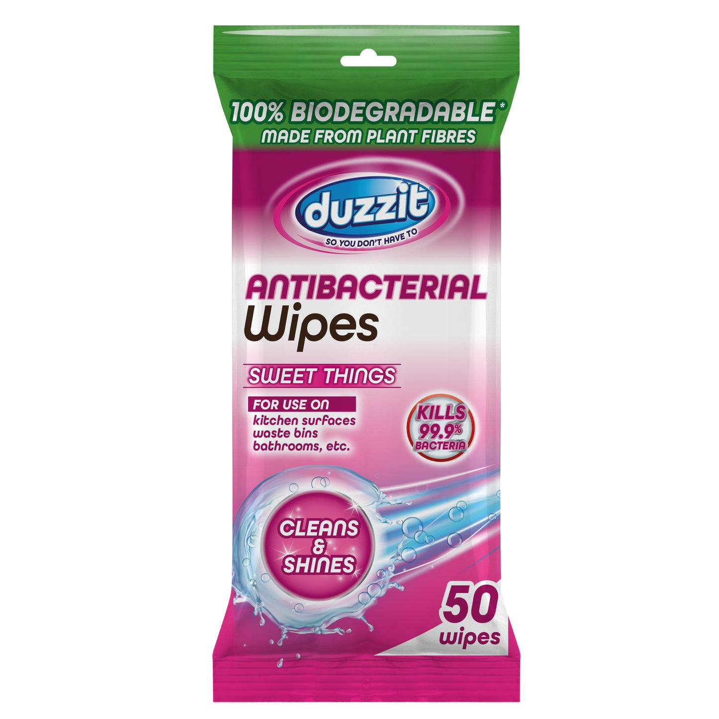 Pack of 150 Duzzit Biodegradable Antibacterial Sweet Things Scented Wipes