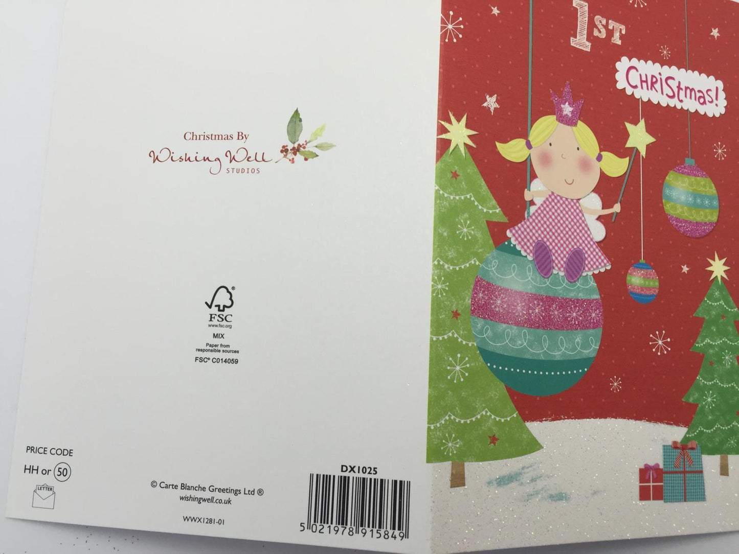 Girls 1st Cute Christmas Greeting Card First Xmas 1 baby Keepsake Gift