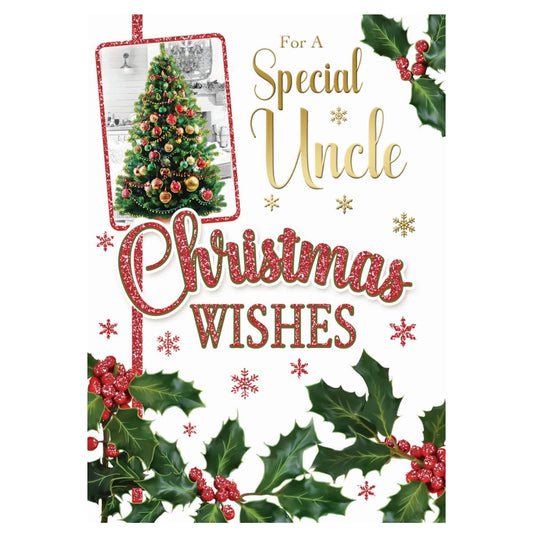 For a Special Uncle Bauble Decorative Xmas Tree Desing Christmas Card