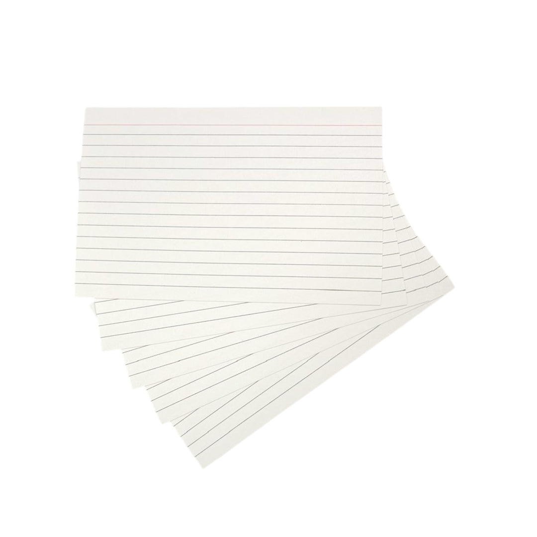 Pack of 100 White Ruled 5x3" Record Cards – Lined Study Index Cards for Notes, Revision