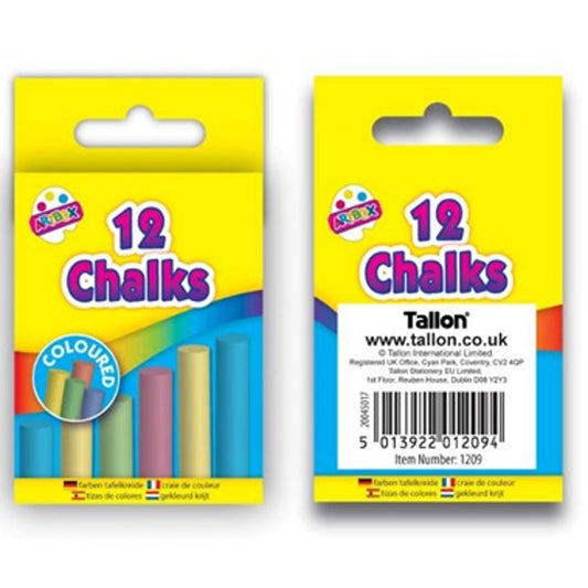 Pack of 12 Coloured Chalks In Hanging Box