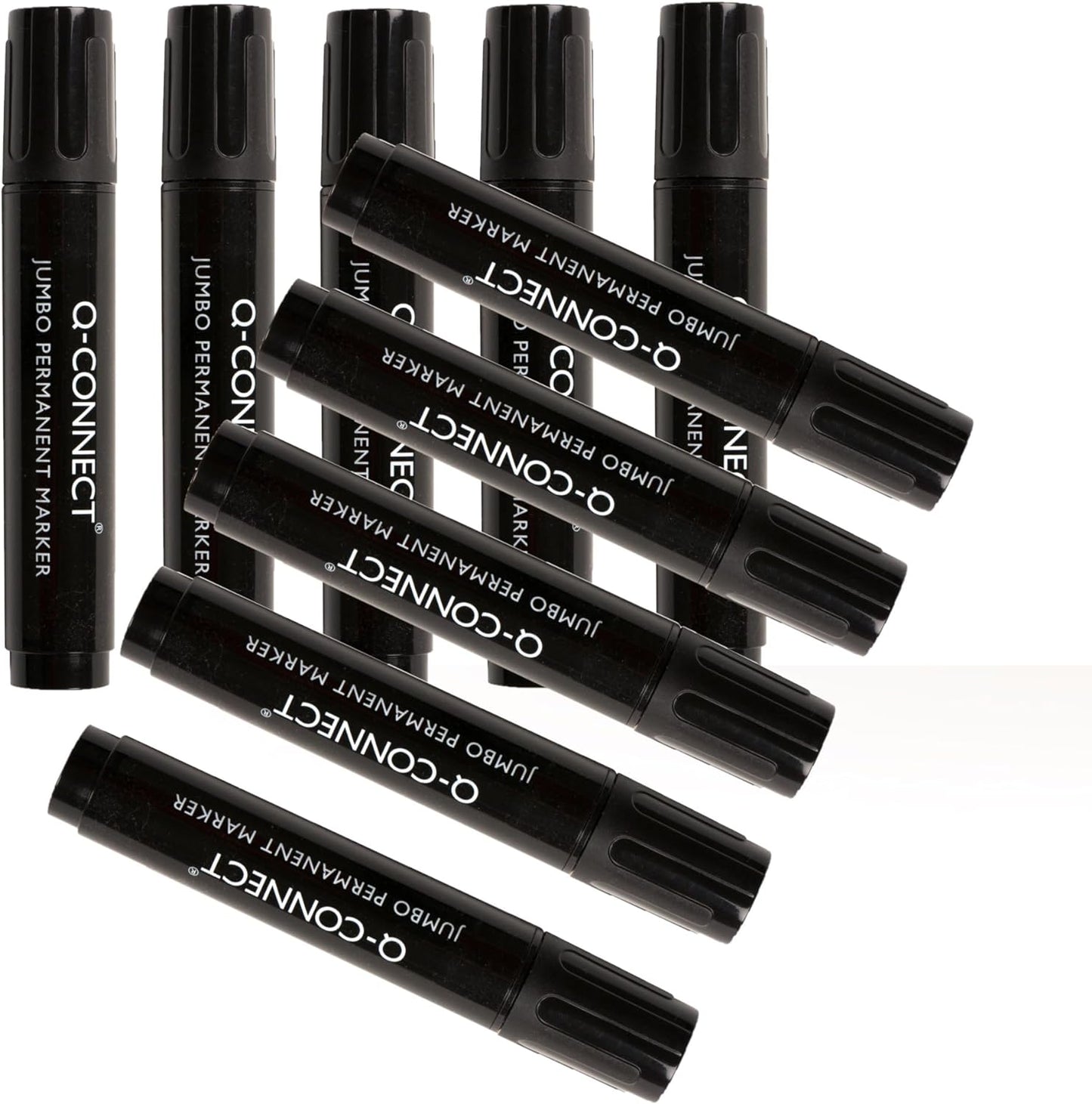 Pack of 10 Jumbo Permanent Chisel Tip Black Marker Pens