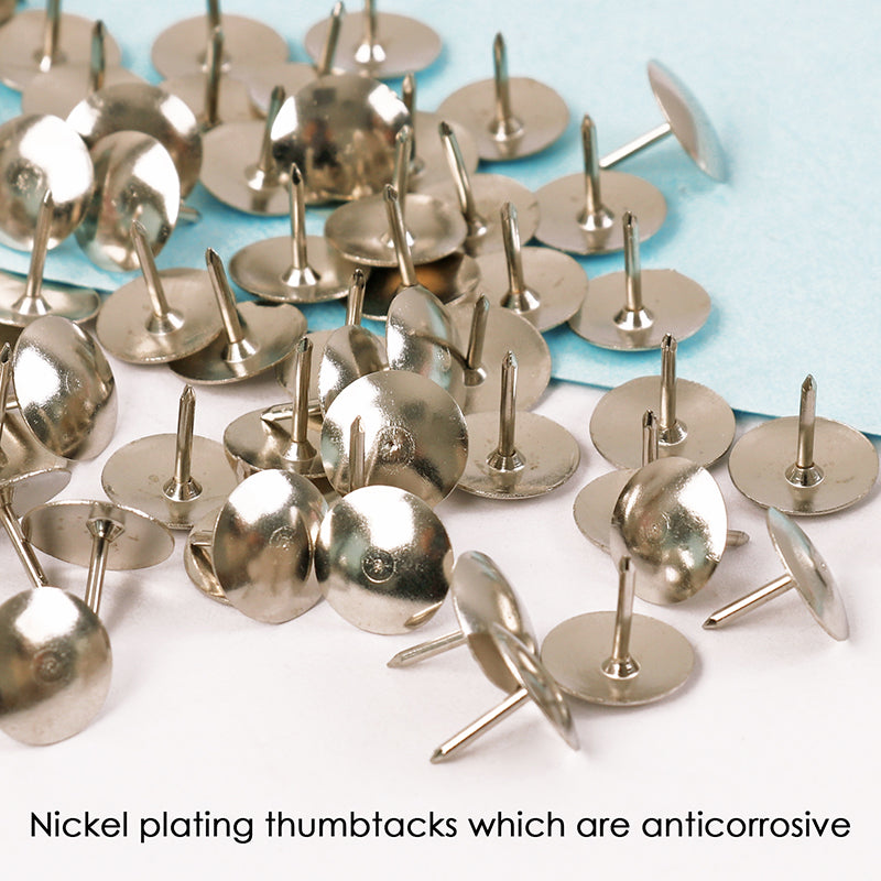Pack of 100 Silver Nickel Thumbtacks 11mm