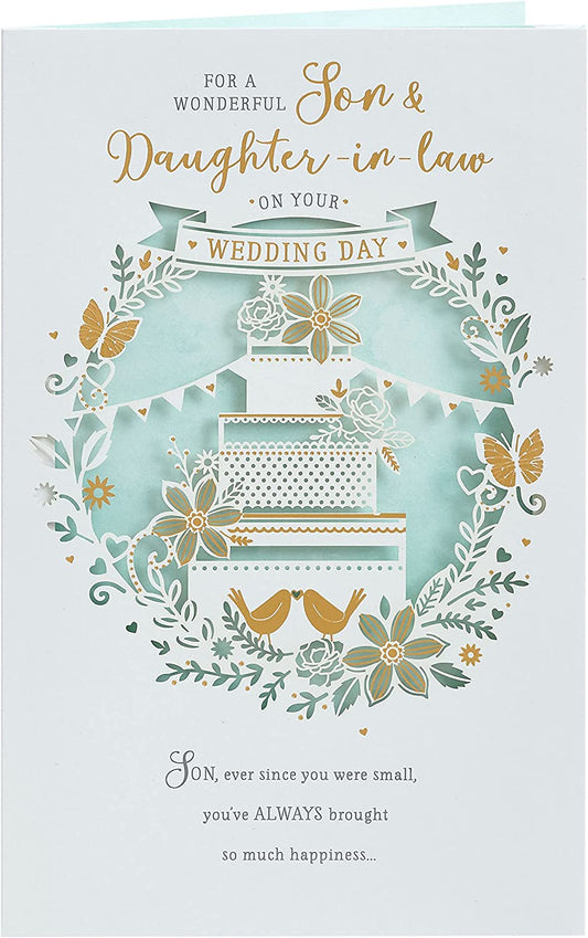 Pretty Cake Design Son & Daughter-In-Law Wedding Congratulations Card